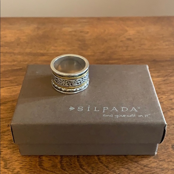 R2293 Retired Silpada Twirl Ring sterling brass size 8